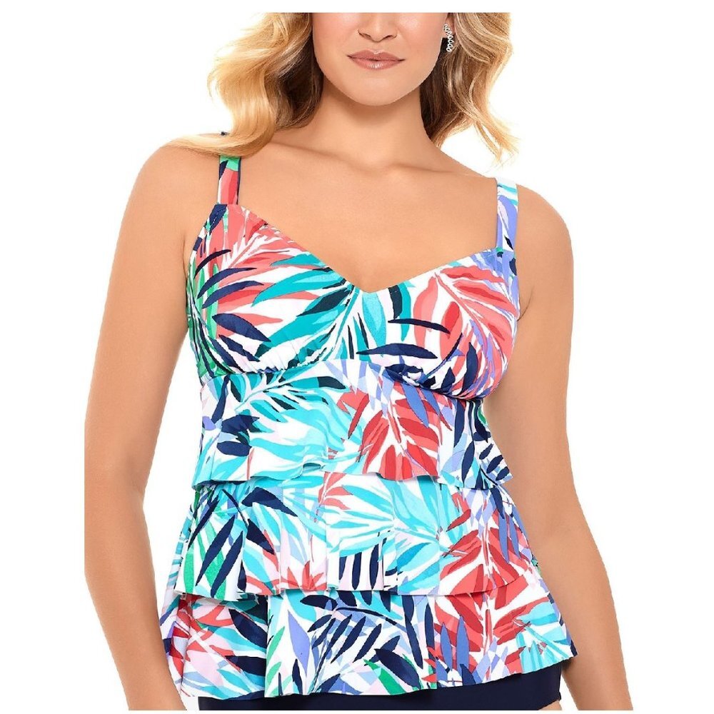 Swim Solutions Palm Springs Print Tiered SwimTop